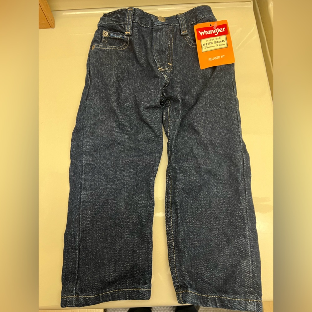 💙2/$15 Wranglers Boys Jeans 👖 Relaxed Fit Size 2T 100% Cotton Zipper/Button NWT